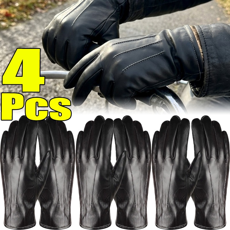 Winter Cycling Commute - Rękawiczki z termicznej skóry PU, unisex,